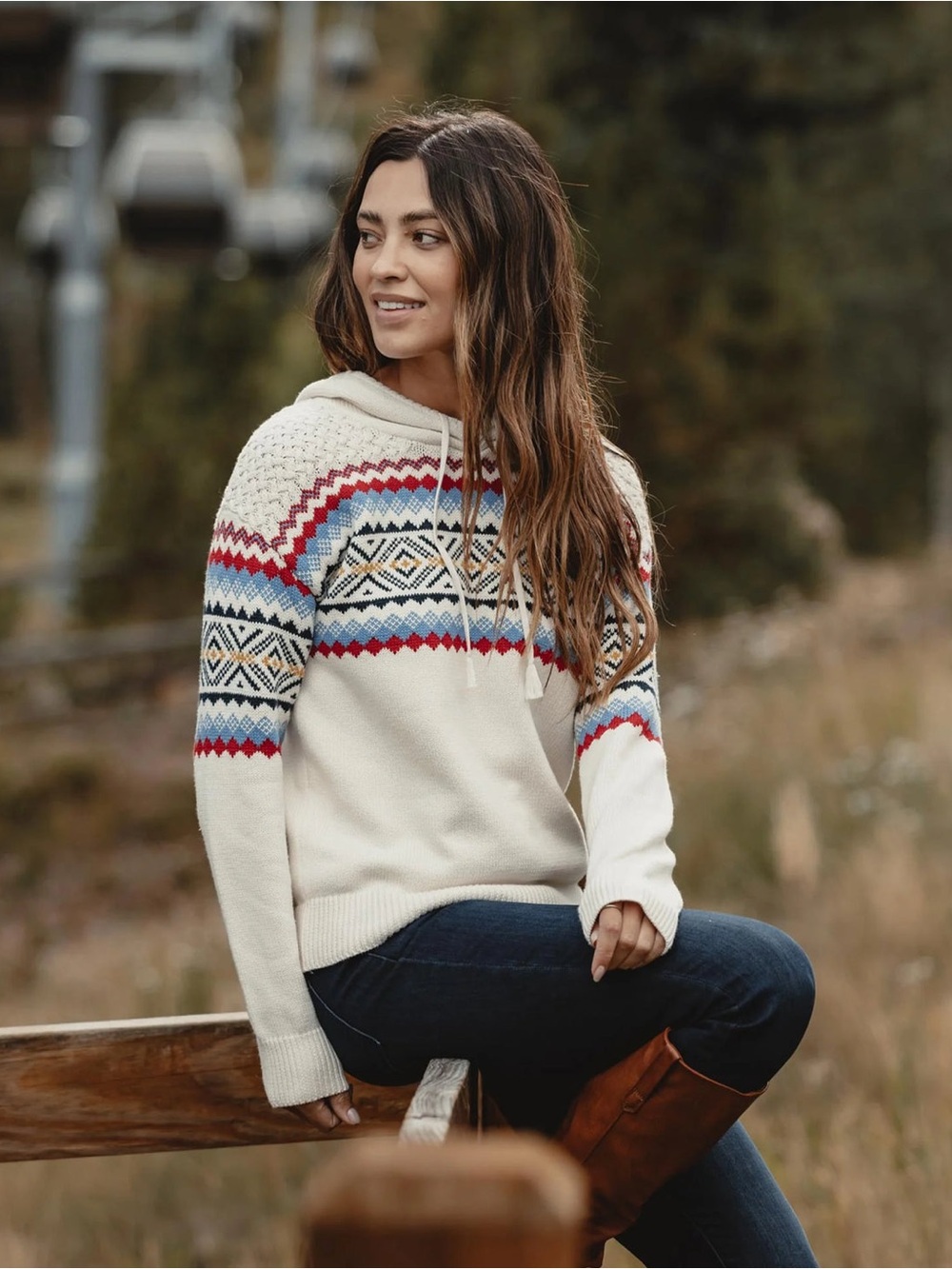The Normal Brand Faire Isle Apres Ski Hooded Nordic Sweater Fall Winter Cozy Lg